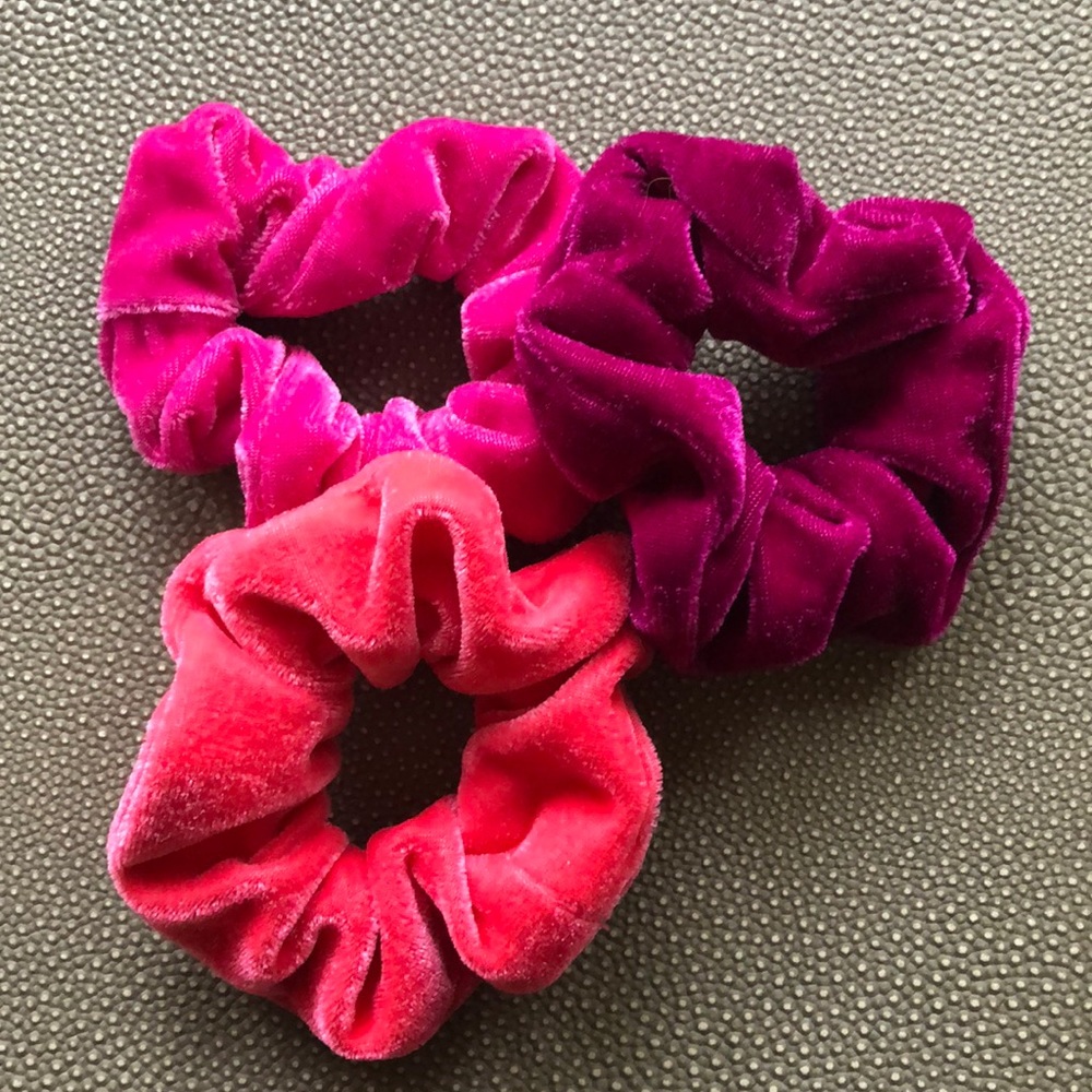 Assortment of Pink Purple Velvet Scrunchies